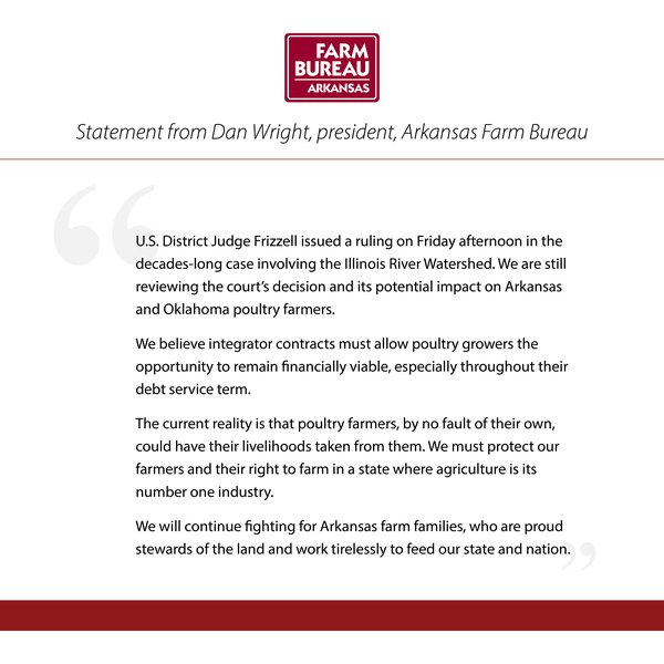 Statement from Dan Wright, president, Arkansas Farm Bureau